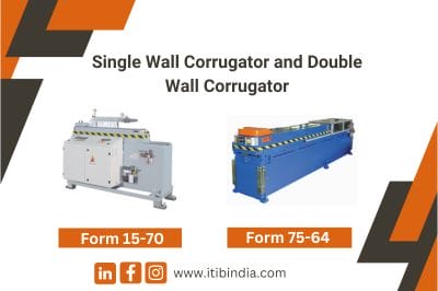 Corrugator machines: Single Wall Form 15-70 and Double Wall Form 75-64, with contact info and website link.